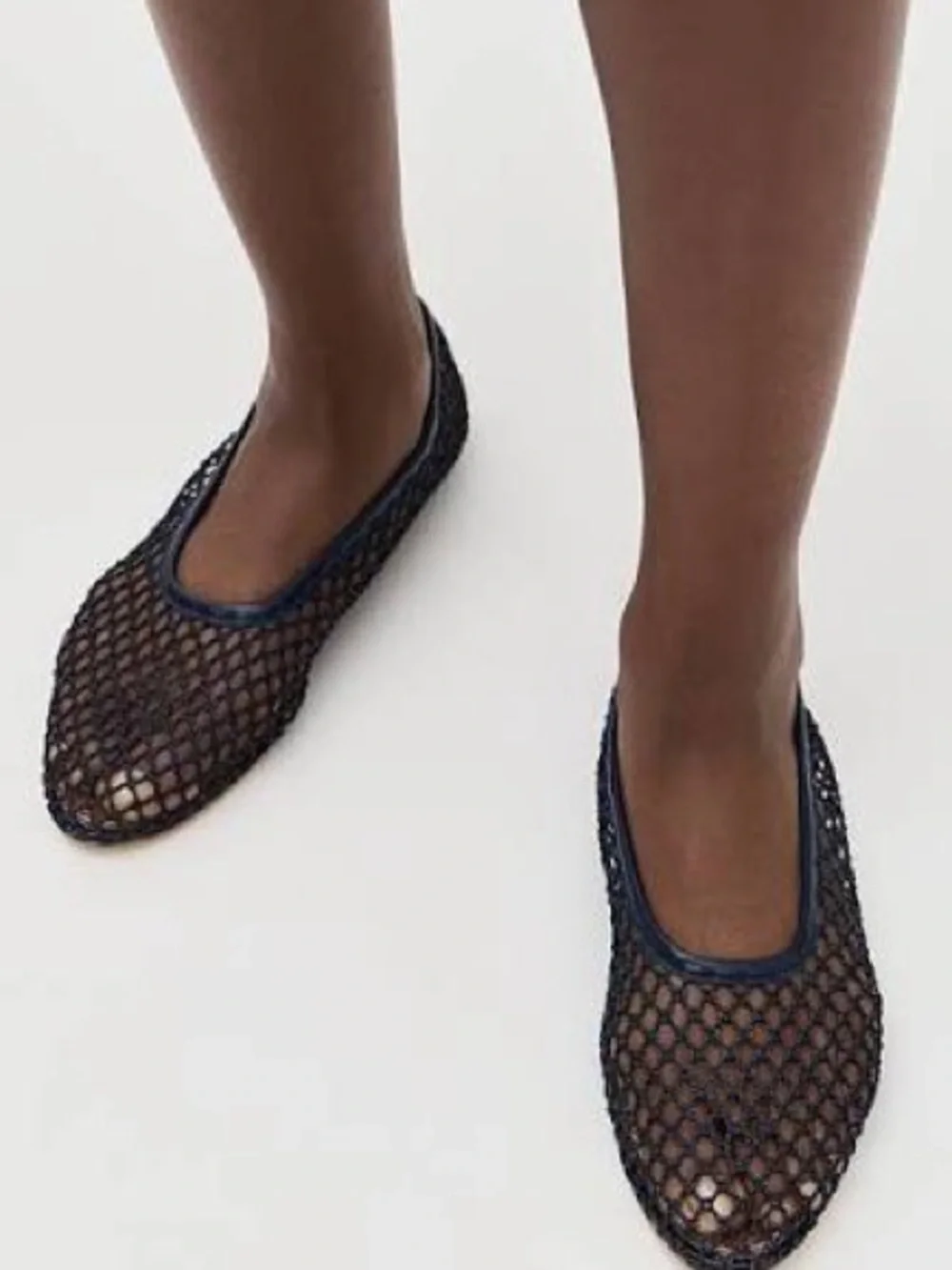 STAUD Alba Navy Mesh Ballet Flats - Picture 1 of 5